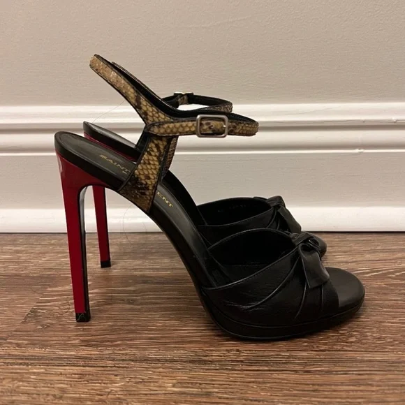 Saint Laurent Bow Sandal Heels - Picture 2 of 6